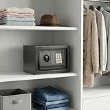 LEADZM Elektronischer Safe 8,9L – Feuerfester & Wasserdichter Tresor mit Digitalem Zahlenschloss & 2 Schlüsseln, Doppelstahlbolzen-Sicherheit für Schmuck, Bargeld, Wertsachen (31x20x20 cm, Schwarz)