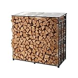 VEVOR Metall Kaminholzregal, 143x70x143 cm Brennholzregal, Kaminholzunterstand, max. Tragkraft 300 kg, Feuerholzregal, Kaminholzlager, Stapelhilfe für Veranden, Terrassen, Gärten