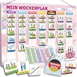 LIKARTO Wochenplaner Kinder – [DAS ORIGINAL] – Montessori Aufgabenplaner & Magnettafel – individuell anpassbar – Pink