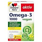 Doppelherz Omega-3 1000 vegan - Hochdosierte Omega-3-Fettsäuren EPA und DHA aus pflanzlichem Algenöl - 120 kleine, leicht schluckbare Kapseln