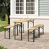 NADYE LAPOOH 3-teiliges klappbares Biertisch-Set aus massivem Tannenholz, Möbel, Gartenmöbel, Gartenmöbel-Sets (SPU: 363113)