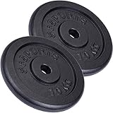 ScSPORTS® Hantelscheiben - Set 15/20/30/40/60kg, 30/31mm Bohrung, Gusseisen, Schwarz - Hantelscheiben-Set, Gewichtsscheiben, Hantelgewichte, Fitness Scheiben, Gewichte für Hantel (20 KG (2 x 10 kg))