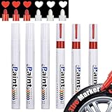 JUXINE PROFI-SET 6x Reifenmarkierungsstift Weiß & Rot | Ölbasierter Reifenstift für Auto & Motorrad | Wasserdichter Reifenmarker | Für Keramik, Holz, Leder, Kunststoff | Inkl. (3xWeiß & 3xRot)