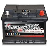 Autobatterie 12V 60Ah 540A BlackMax Starterbatterie ersetzt 55Ah 56Ah 61Ah 62Ah 63Ah, mit PKW