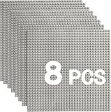 HUIZDQ 8 Stück Klassische Grundplatten für Bauklötze, 100% kompatibel mit Allen großen Marken, mit 32 X 32 Noppen, Grau