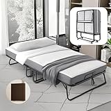 Mutital Klappbett 200x90 cm mit 13cm Matratze für Erwachsene, stabiles tragbares Klappbett auf Rollen mit Aufbewahrungsbezug, zusätzliches klappbares Gästebett, Rollbett mit Mentalrahmen, Kinderbett
