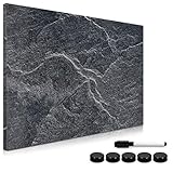 Navaris Magnettafel Magnetpinnwand Memoboard zum Beschriften - 60x40 cm Notiztafel div. Designs - Tafel abwaschbar mit Halterung Magneten Stift