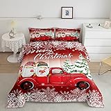 Weihnachts-Truck-Kinder-Bettwäsche-Set, Queen-Size-Größe, Weihnachtsmann, Kiefer, Schneeflocke, Bettwäsche-Set, Mädchen, Jungen, Erwachsene, Schlafzimmer/Weihnachtsdekoration, Neujahr, Urlaub,