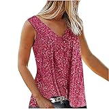 Floral Gedruckt Blumen Tanktops Träger Tops für Damen T-Shirt Damen Sommer Oberteile Lässig Print Kurzarm V-Ausschnitt Locker T-Shirt Casual Basic Tees Tops Elegant Tunika Bequem Schlanke