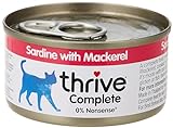 thrive Katze Complete - 100% Katzenvollnahrung Sardine & Makrele in Soße (12-er Pack)