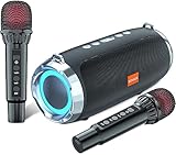 BONAOK Karaoke Anlage mit 2 Mikrofonen, Bluetooth Mikrofon Mit Lautsprecher Tragbare Karaoke Maschine Mit Lights, Singing Karaoke Player unterstützt TWS/Bluetooth/TF/AUX/USB(T-15)