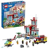 LEGO 60320 City Feuerwache, Feuerwehr-Spielzeug für Kinder ab 6 Jahren mit Garage, Feuerwehrauto und Hubschrauber, Feuerwehrstation Spielzeug für Jungen und Mädchen