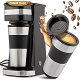 Clatronic Kaffeemaschine | Kaffee To Go Becher 400 ml | für alle gängigen Getränkehalter (z.B. Auto) | Filterkaffeemaschine | Permanent-Nylon-Filter | Edelstahlbecher mit Aromadeckel | KA 3733