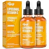 Liposomales Vitamin C Flüssig 2000mg, Hohe Absorption Vit C Tropfen, Antioxidans-Nahrungsergänzungsmittel, Vegan, 2 Flaschen