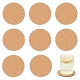 JIADEXIN 8 Stück Korkuntersetzer Rund 10 cm - Glas Untersetzer Kork Runde Holz Untersetzer-Set 3 mm Dick Korkplatte für Raclette, Tee, Kaffee, Cocktail Bar Zubehör Hitzebestaendig Wiederverwendbar