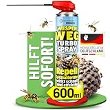 HEIMWERT Wespenspray Turbo mit Langzeitwirkung Repellent - Sicher Wespennest entfernen dank Spezialformel Made in Germany - 600 ml Vorteils Spray gegen Wespen + große Nester (parfümfrei)