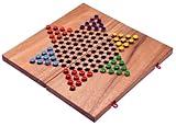 LOGOPLAY Halma Gr. L - Stern Halma - Chinese Checkers - Strategiespiel - Gesellschaftsspiel aus Holz mit klappbarem Spielbrett