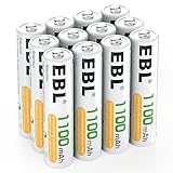 EBL Akku AAA 1100mAh 12 Stück - Typ NI-MH wiederaufladbare AAA Batterien geringe Selbstentladung