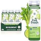 LiveFresh Selleriesaft BIO Kaltgepresst¹ - 12x250ml | Sellerie Direktsaft ohne Zuckerzusatz | Gemüsesaft mit Kalium, Calcium & Vitamin K | Inkl. 3€ Pfand | DE-ÖKO-006
