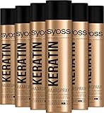 Syoss Haarspray Keratin Haltegrad 4 (6 x 400 ml), extra starkes Haarspray für bis zu 48 h maximale Styling-Kontrolle, verleiht Glanz, Geschmeidigkeit & UV-Schutz