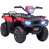 HOMCOM Elektro Kinderquad, Elektro-Quad mit LED und Musik, Elektroauto, Kinderfahrzeug für Kinder ab 3 Jahren, Kindermotorrad, Schwarz+Rot, 88 x 45 x 50 cm