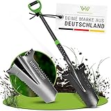 WENDOWERK®️ Spaten mit Wurzelsäge - Wurzelspaten mit extra breiter Trittfläche für harte Böden & ergonomischen Griff - Spaten mit Wurzelsäge für einfaches Graben im Garten - Stabiler Gartenspaten