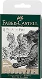 Faber-Castell 167158 - Tuschestift Pitt Artist Pen, Farbe 199, schwarz, XXS, S, F, M, B, C, 1.5, Fude hard, 8er Etui