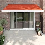 Tidyard Markise,Sonnenmarkise Einziehbar, Gelenkarmmarkise für Terrasse Balkon, Sonnenschutz Terrassenmarkise Balkonmarkise, Orange Braun 3x2,5m Stoff Aluminium