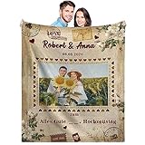 Geschenk Hochzeitstag - Personalisierte Superweiche Decke zum Hochzeitstag Frauen Männer, Jahrestag Hochzeitstag Valentinstag Geburtstag Geschenke Für Sie Ihn, 130x150cm, Kuscheldecke Fleecedecke