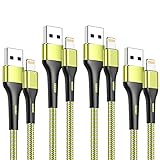 iPhone-Ladegerät, 4 Stück, 4 Stück, 1,5/3/6/1,8 m, Lightning-Kabel, 1,8 m, iPhone-Ladekabel, Schnellladekabel für iPhone 13 12 Pro Max Mini 11 Pro XS XR X 10 8 7 Plus 6s SE iPad - Hellgrün