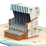 papercrush® Pop-Up Karte Strandkorb - 3D Geburtstagskarte für Urlaub am Meer, Tolles Geldgeschenk für Strandurlaub und Reise an Nordsee, Sylt & Ostsee Strand, Gutschein für Urlaubsreise & Urlaubsgeld