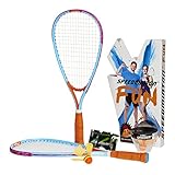 Speedminton 505586 FUN Set - Alternative zu Beachball/Federball inkl. 2 HELI Speeder für Strand, Park, Garten, HELLBLAU/ORANGE