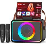 [2026] Karaoke Maschine 2 Mikrofonen: Karaoke Anlage mit 2 Karaoke Mikrofonen - Tragbare Bluetooth Karaoke Box Lautsprecher für Erwachsene Kinder Geschenk für Geburtstag PA Subwoofer Lautsprecher