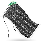 ECO-WORTHY 130W 12V Solarpanel Flexibel Monokristallines Solarpanel, Solarmodul mit Ladekabel für Wohnmobil Auto Boot 12V Batterien