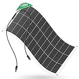 ECO-WORTHY 130W 12V Solarpanel Flexibel Monokristallines Solarpanel, Solarmodul mit Ladekabel für Wohnmobil Auto Boot 12V Batterien