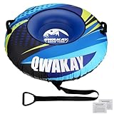 Aufblasbarer Snow Tube mit Schleppleine, 49 Zoll Aufblasbarer Schneeschlitten Strapazierfähige Hülle, Verschleißfestes und Frostsicheres Material, Wintersport für Kinder und Erwachsene