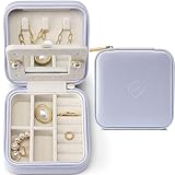 Vlando Schmuckkästchen Mädchen, Schmuckbox Klein Damen, für Ringe Ohrringe mit Spiegel Jewelry Box, Schmuckaufbewahrung Leder, Schmuckschatulle für Mädchen, Frauen Geschenk Lila