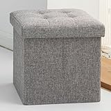 Oak & Tea Sitzhocker mit Stauraum, Hocker mit Stauraum, Sitzwürfel Klappbar, Aufbewahrungsbox Hocker, Kleine Sitzbank, Ottomane Sofa Fußhocker, für Wohnzimmer, Schlafzimmer, Braungrau, 30x30x30cm