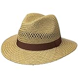 Classic Traveller Strohhut für Damen und Herren - Größse L 58-59 cm - Sonnenhut aus 100% Stroh - Farbe Natur - Sommerhut mit braunem Ripsband - Hut gegen Sonne im Sommer