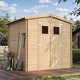 Holzhaus Gartenhaus TIMBELA M369+M369G - Gartenschuppen Holz mit Boden Imprägnierte B236xL226xH218 cm/ 4.33 m2 Lagerschuppen für Garten - Fahrrad Schuppen - Wasserfestes Dach