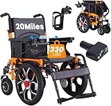 Tripaide 32KM Faltbar Rollstuhl Elektrischer bis 150KG mit 50cm breiter Sitz, Leicht Elektrische Rollstühle Reiserollstuhl, All Terrain Power Elektrorollstuhl