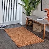 Surya Home Flauschiger Teppich Läufer - Shaggy Teppich für Wohnzimmer, Schlafzimmer, Berber Abstrakter Langflor Hochflor Teppich Braun flauschig - Teppich Läufer 80x150cm Läufer Flur in Terracotta