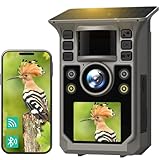 FKPCAM Wildkamera mit Handyübertragung APP, WLAN Solar 4K HD Video 64MP Eingebaute 7500mAh Wiederaufladbare Batterie, Vollfarbige Nachtsicht, 64GB Speicherkarte, IP67 Wasserdicht, 130° Weitwinkel