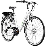 ZÜNDAPP E Bike 700c Damenrad Pedelec Z503 28 Zoll Elektrofahrrad E Damenrad (weiß/grün, 49 cm)