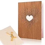 Creawoo Handgemachte Holz Liebe Karte, beschreibbare Liebe Grußkarte für alle Gelegenheiten, Idee Geburtstagskarte, Hochzeitskarte, Jahrestag Karte, Geschenkkarte, Einladungskarte, Valentinstag Karte