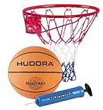 HUDORA Basketball-Set Slam It - Basketballset mit Korb, Basketball Größe 7 & Handpumpe - robuster Basketballkorb für drinnen & draußen - Basketball aus Gummi für Kinder & Erwachsene