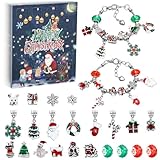 Gucass Adventskalender Schmuck Kinder Mädchen 2025, Weihnachtskalender Armbänderset, Adventskalender 24 Füllung Basteln Charms Armband Weihnachten Geschenk für Teenager Frauen 3–12 Jahre