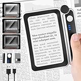 Vicloon Lupe mit Licht, Handleselupe zum Einklappen mit 10 LED Lichter und 3 Dimmmodi, 4X Leselupe für Senioren und Sehbehinderte, Vergrößerungsglas für Lesen, Inspektion, Handwerk, Uhrmacher