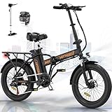 HITWAY E Bike 20' 3,0 Fat Tire Elektrofahrrad E-Fahrrad klapprad,250W/36V/12Ah Akku,Max.Reichweite bis zu 35-90km, Off-Road Mountainbike mit 7 Gängen,City EBike