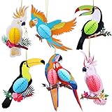 HOWAF 6 Stück Tropische Vogeldekoration Hawaii Sommer Tropical Party Dekorationen Luau Party Seidenpapier Hängende Dekorationen (Papagei)